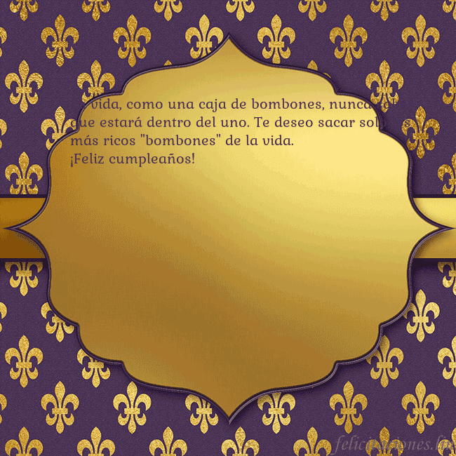 Tarjeta de cumpleaños de lujo púrpura La vida, como una caja de bombones, nunca sabes qu Tarjeta de cumpleaños de lujo púrpura