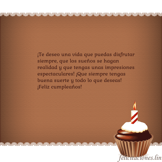 Tarjetas de cumpleaños con cupcake y vela ¡Te deseo una vida que puedas disfrutar siempre, q Tarjetas de cumpleaños con cupcake y vela