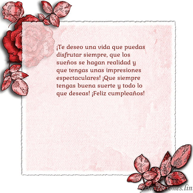 Tarjeta de cumpleaños vintage con rosas rojas ¡Te deseo una vida que puedas disfrutar siempre, q Tarjeta de cumpleaños vintage con rosas rojas