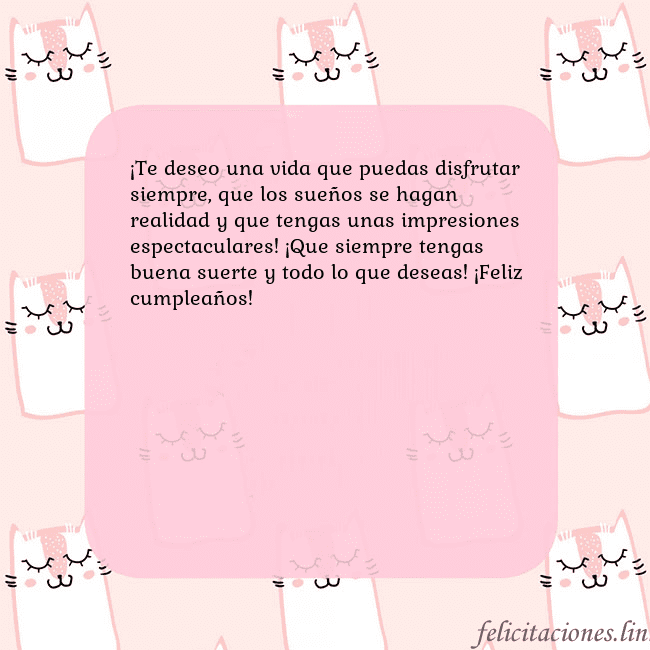 Tarjeta de cumpleaños rosa con gatos divertidos ¡Te deseo una vida que puedas disfrutar siempre, q Tarjeta de cumpleaños rosa con gatos divertidos