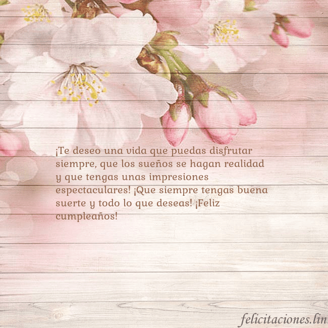 Tarjeta de cumpleaños con flores de manzana ¡Te deseo una vida que puedas disfrutar siempre, q Tarjeta de cumpleaños con flores de manzana