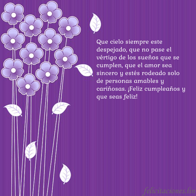 Tarjeta con flores violetas Que cielo siempre este despejado, que no pase el v Tarjeta con flores violetas