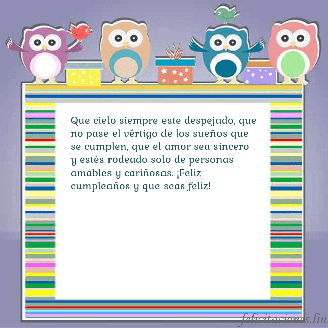 Tarjeta con búhos Que cielo siempre este despejado, que no pase el v Tarjeta con búhos