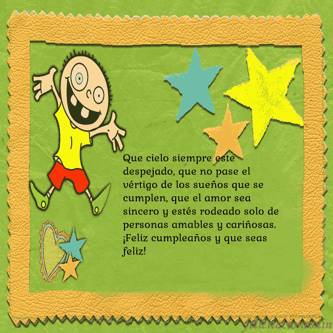 Tarjeta de cumpleaños con un chico divertido Que cielo siempre este despejado, que no pase el v Tarjeta de cumpleaños con un chico divertido