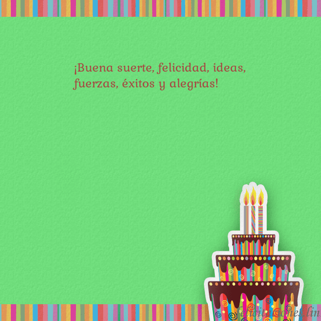 Tarjetas de cumpleaños verde con pastel y vela