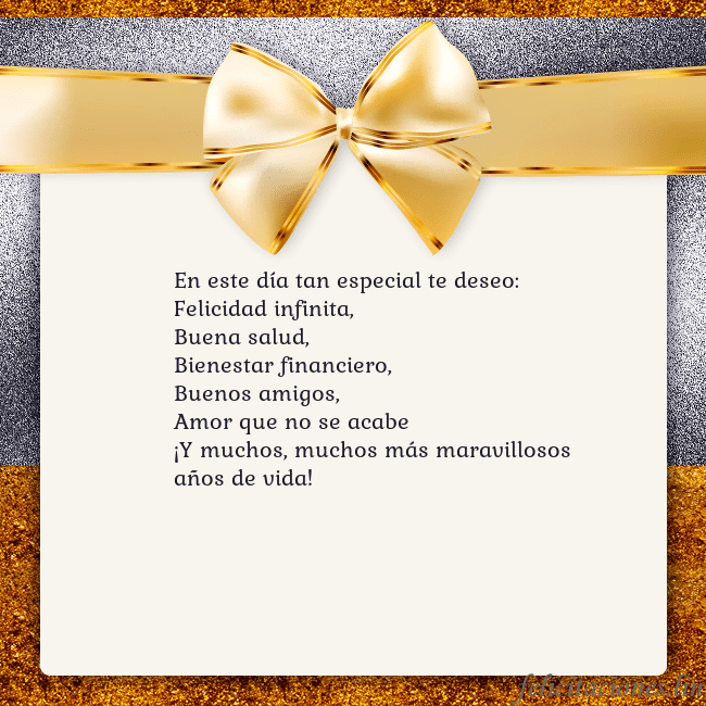 Tarjeta con una gran cinta dorada