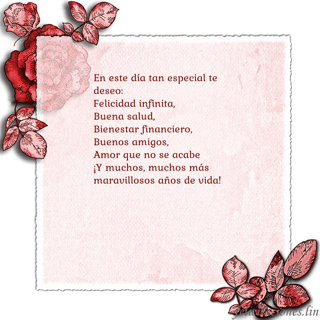 Tarjeta de cumpleaños vintage con rosas rojas En este día tan especial te deseo:
Felicidad infin Tarjeta de cumpleaños vintage con rosas rojas