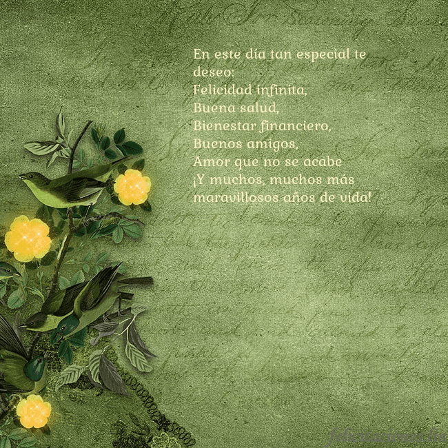 Postal verde con flores amarillas En este día tan especial te deseo:
Felicidad infin Postal verde con flores amarillas