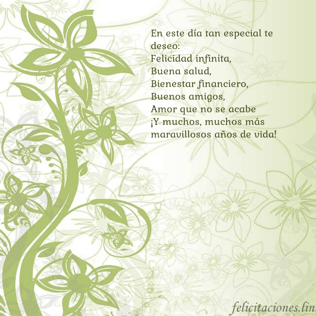 Tarjeta de cumpleaños con flores pintadas de verde