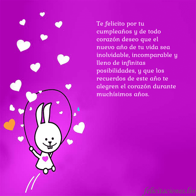 Tarjeta de cumpleaños con un gracioso conejito Te felicito por tu cumpleaños y de todo corazón de Tarjeta de cumpleaños con un gracioso conejito