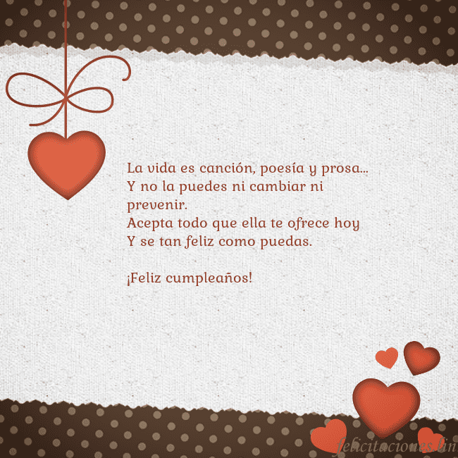 Tarjeta con corazones La vida es canción, poesía y prosa...
Y no la pued Tarjeta con corazones