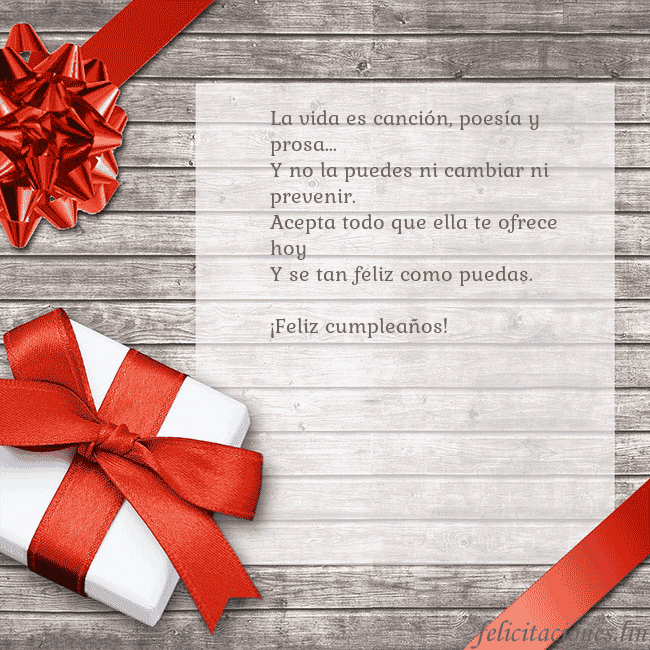 Tarjeta de cumpleaños con un regalo de cumpleaños La vida es canción, poesía y prosa...
Y no la pued Tarjeta de cumpleaños con un regalo de cumpleaños