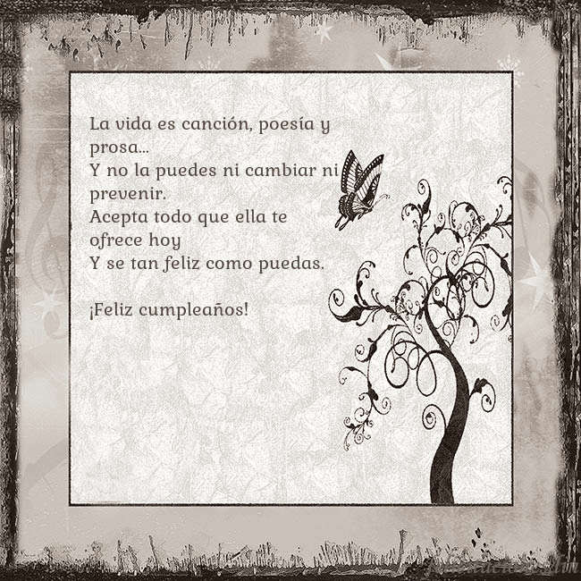 Tarjeta de cumpleaños nostálgica La vida es canción, poesía y prosa...
Y no la pued Tarjeta de cumpleaños nostálgica