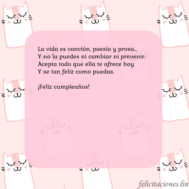 Tarjeta de cumpleaños rosa con gatos divertidos La vida es canción, poesía y prosa...
Y no la pued Tarjeta de cumpleaños rosa con gatos divertidos