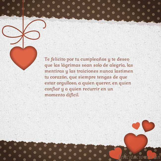 Tarjeta con corazones Te felicito por tu cumpleaños y te deseo que las l Tarjeta con corazones