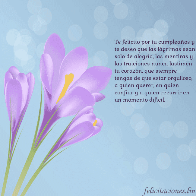 Tarjeta con crocus Te felicito por tu cumpleaños y te deseo que las l Tarjeta con crocus