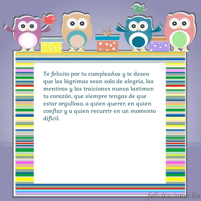 Tarjeta con búhos Te felicito por tu cumpleaños y te deseo que las l Tarjeta con búhos