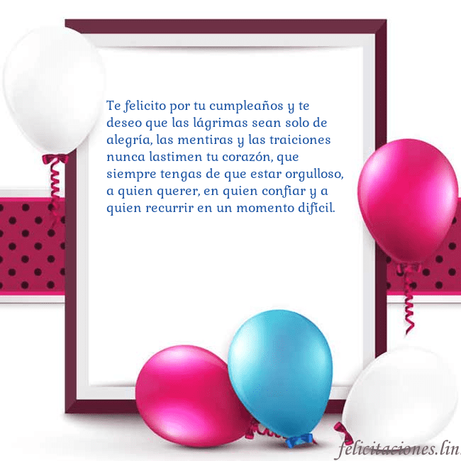 Tarjeta con globos Te felicito por tu cumpleaños y te deseo que las l Tarjeta con globos