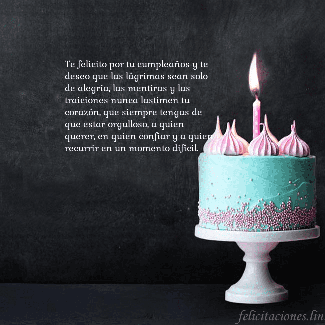 Tarjeta de cumpleaños con pastel y vela Te felicito por tu cumpleaños y te deseo que las l Tarjeta de cumpleaños con pastel y vela