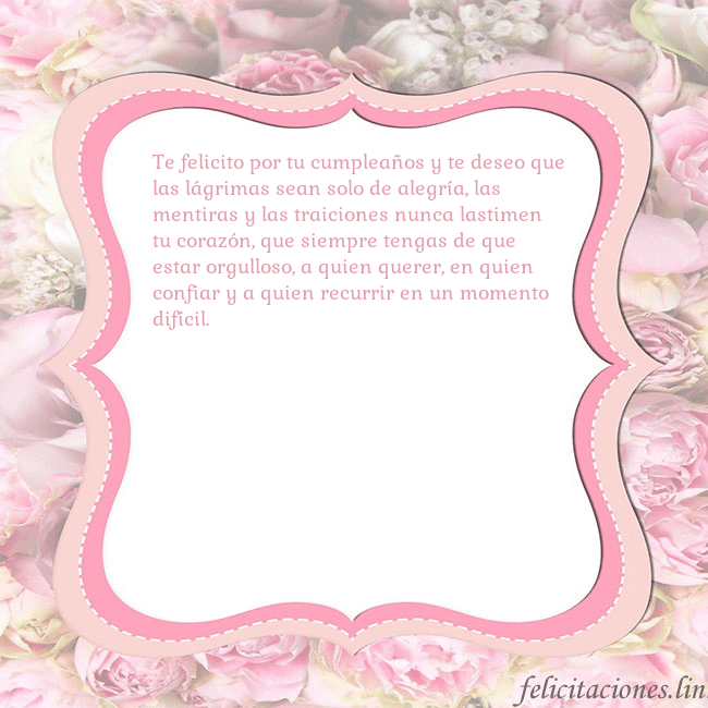 Tarjeta de cumpleaños - marco rosa Te felicito por tu cumpleaños y te deseo que las l Tarjeta de cumpleaños - marco rosa