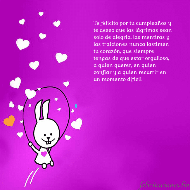 Tarjeta de cumpleaños con un gracioso conejito Te felicito por tu cumpleaños y te deseo que las l Tarjeta de cumpleaños con un gracioso conejito