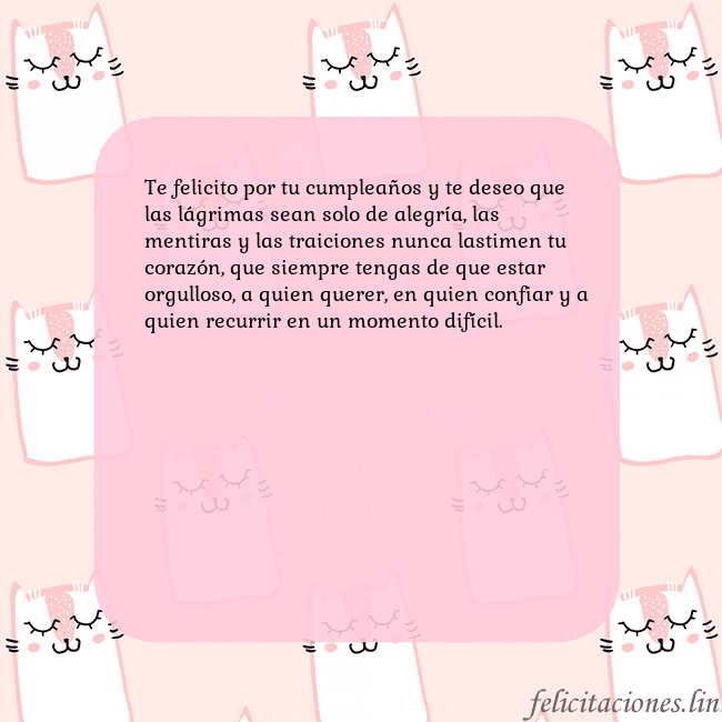 Tarjeta de cumpleaños rosa con gatos divertidos Te felicito por tu cumpleaños y te deseo que las l Tarjeta de cumpleaños rosa con gatos divertidos