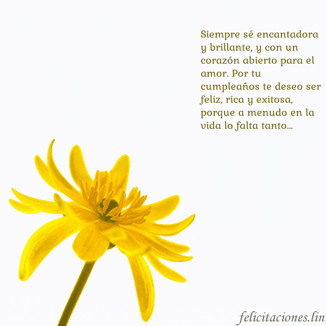 Tarjeta de cumpleaños con flor amarilla Siempre sé encantadora y brillante, y con un coraz Tarjeta de cumpleaños con flor amarilla