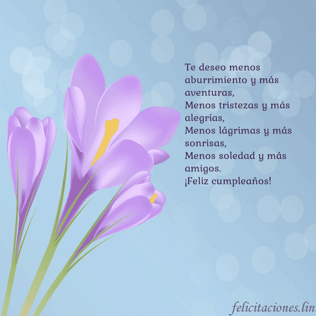 Tarjeta con crocus Te deseo menos aburrimiento y más aventuras,
Menos Tarjeta con crocus