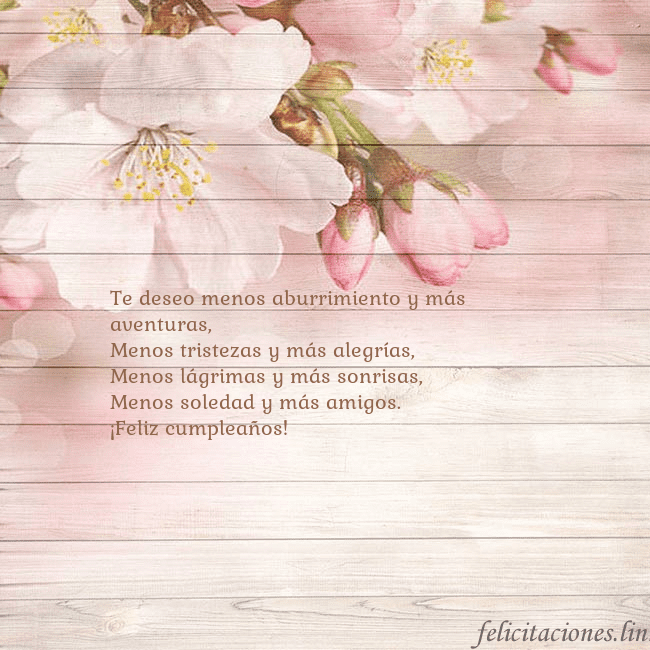 Tarjeta de cumpleaños con flores de manzana Te deseo menos aburrimiento y más aventuras,
Menos Tarjeta de cumpleaños con flores de manzana