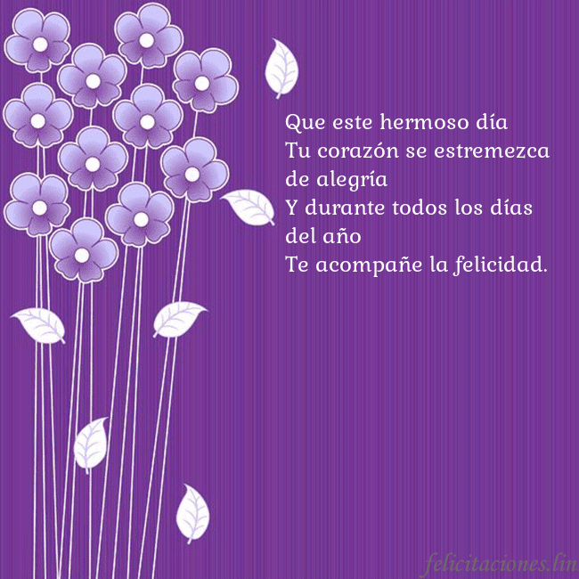 Tarjeta con flores violetas Que este hermoso día
Tu corazón se estremezca de Tarjeta con flores violetas