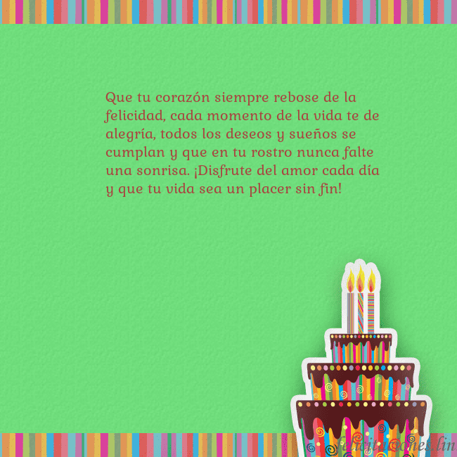 Tarjetas de cumpleaños verde con pastel y vela Que tu corazón siempre rebose de la felicidad, cad Tarjetas de cumpleaños verde con pastel y vela