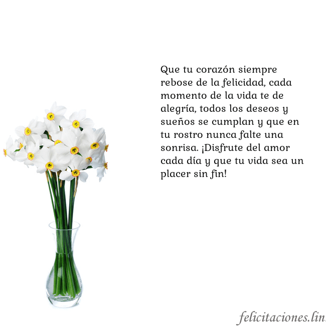 Tarjeta con narcisos Que tu corazón siempre rebose de la felicidad, cad Tarjeta con narcisos