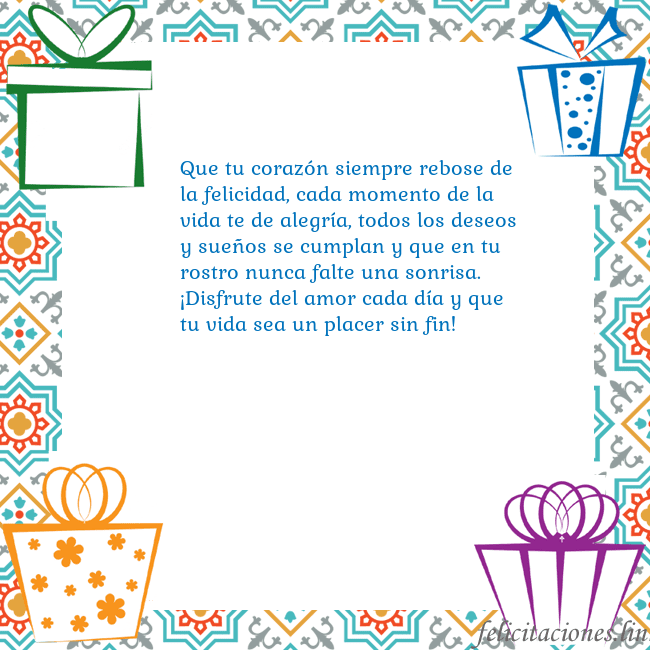 Tarjeta con regalos Que tu corazón siempre rebose de la felicidad, cad Tarjeta con regalos