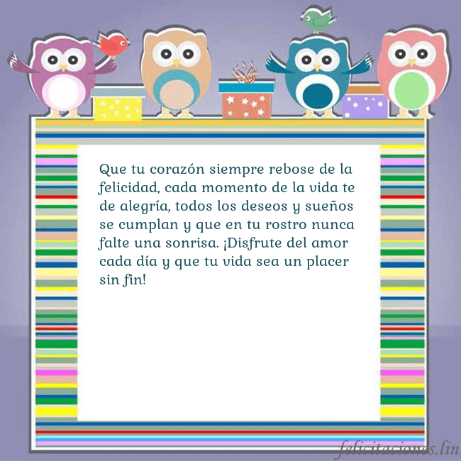 Tarjeta con búhos Que tu corazón siempre rebose de la felicidad, cad Tarjeta con búhos