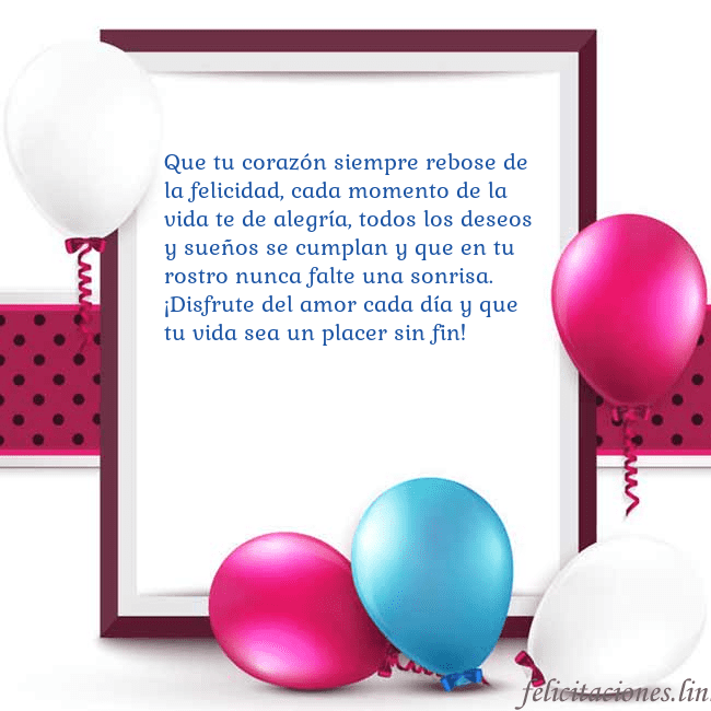 Tarjeta con globos Que tu corazón siempre rebose de la felicidad, cad Tarjeta con globos