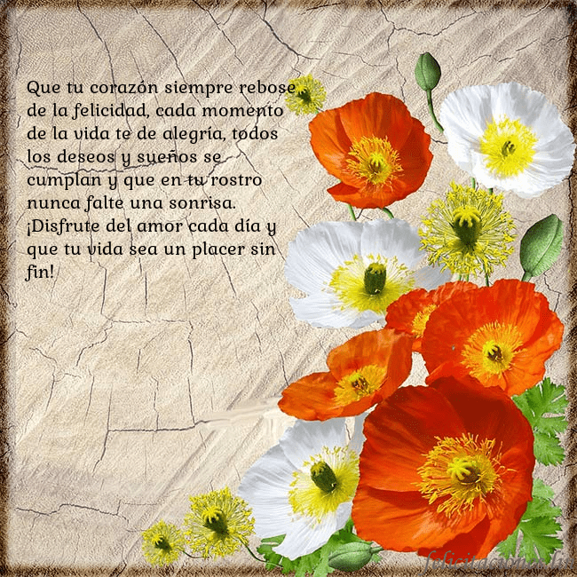 Tarjeta de cumpleaños con amapolas Que tu corazón siempre rebose de la felicidad, cad Tarjeta de cumpleaños con amapolas