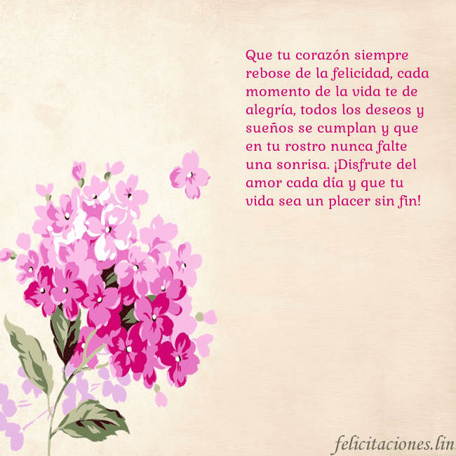 Tarjeta de cumpleaños con hortensias pintadas Que tu corazón siempre rebose de la felicidad, cad Tarjeta de cumpleaños con hortensias pintadas