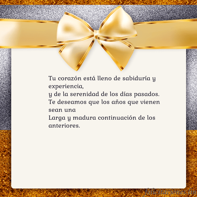 Tarjeta con una gran cinta dorada Tu corazón está lleno de sabiduría y experiencia,
Tarjeta con una gran cinta dorada