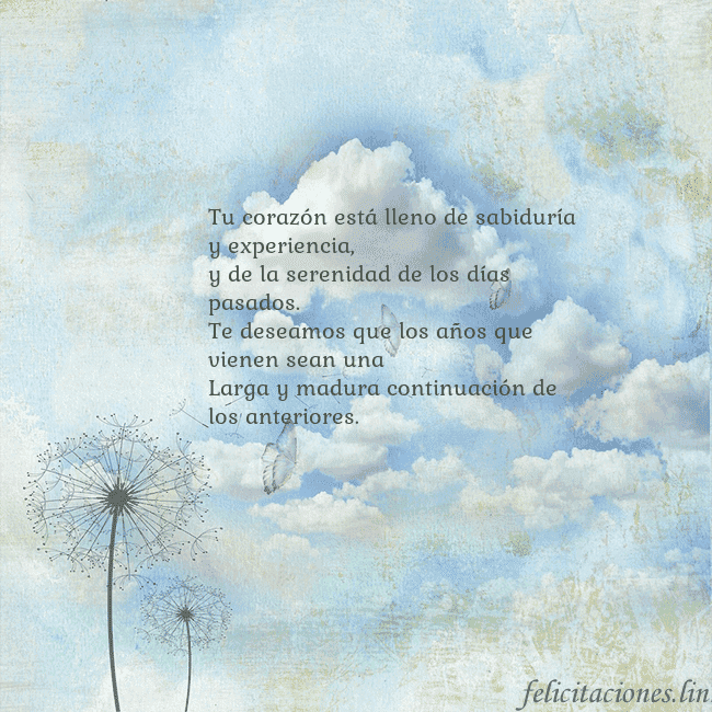 Tarjeta de cumpleaños con nubes, pelusa de leche y mariposa. Tu corazón está lleno de sabiduría y experiencia,
Tarjeta de cumpleaños con nubes, pelusa de leche y mariposa.