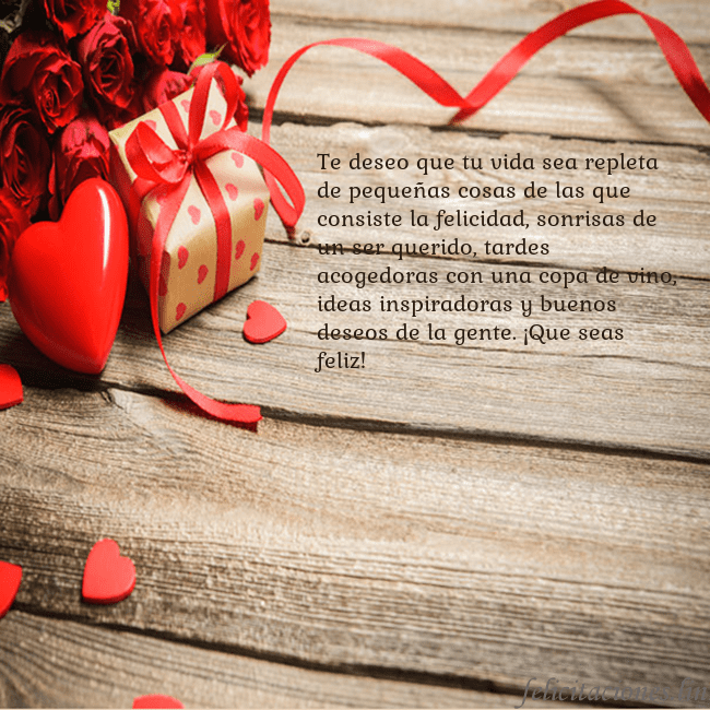 Tarjeta con con corazón rojo Te deseo que tu vida sea repleta de pequeñas cosas Tarjeta con con corazón rojo