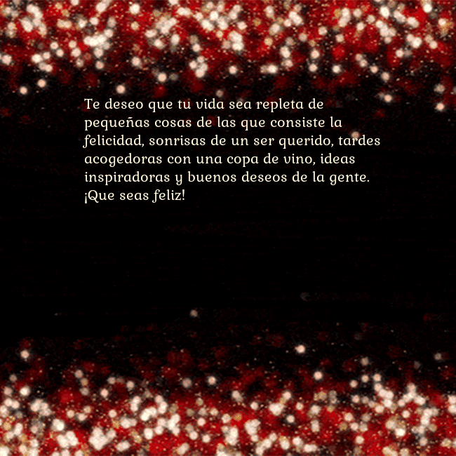 Postal animada intermitente negro-rojo Te deseo que tu vida sea repleta de pequeñas cosas Postal animada intermitente negro-rojo