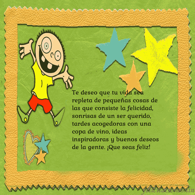 Tarjeta de cumpleaños con un chico divertido Te deseo que tu vida sea repleta de pequeñas cosas Tarjeta de cumpleaños con un chico divertido