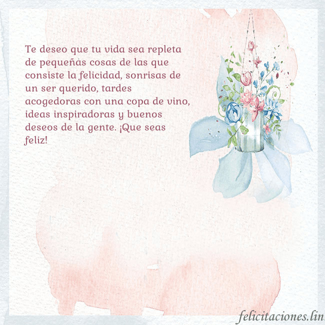 Tarjeta de cumpleaños con flores de acuarela Te deseo que tu vida sea repleta de pequeñas cosas Tarjeta de cumpleaños con flores de acuarela