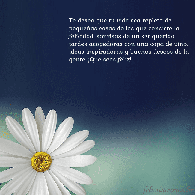 Postal con una gran margarita Te deseo que tu vida sea repleta de pequeñas cosas Postal con una gran margarita
