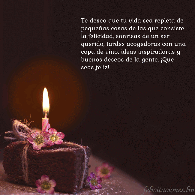 Postal animada: un pastel con una vela encendida