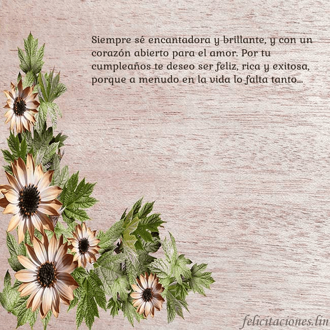 Tarjeta de cumpleaños con flores marrones