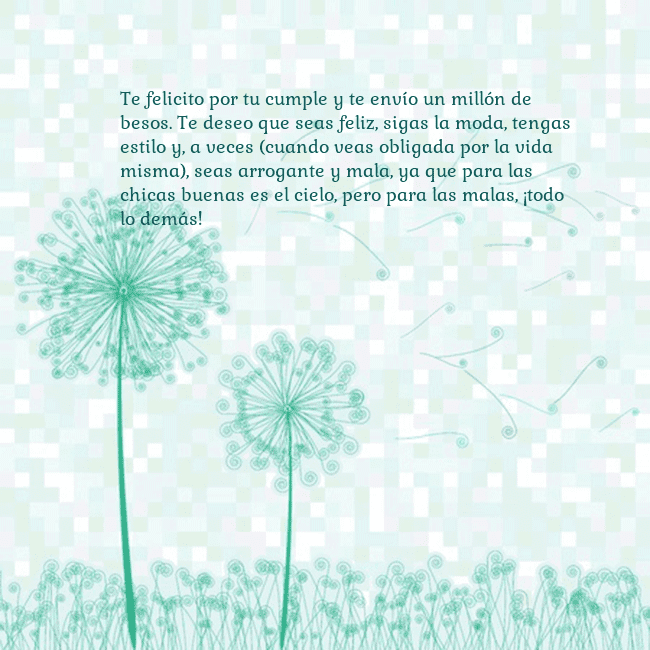 Tarjeta con dientes de león Te felicito por tu cumple y te envío un millón de Tarjeta con dientes de león