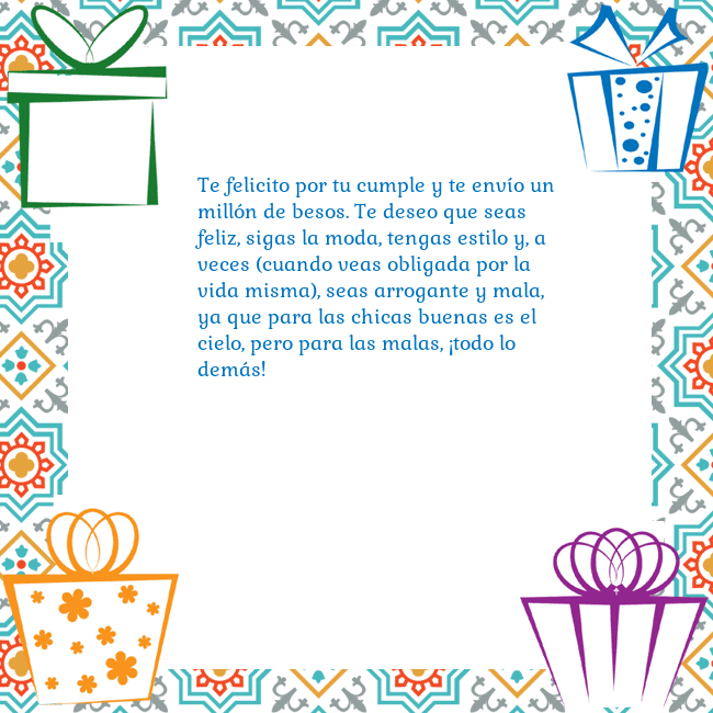Tarjeta con regalos Te felicito por tu cumple y te envío un millón de Tarjeta con regalos