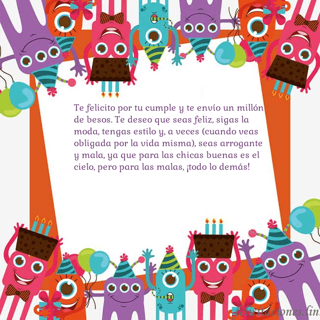 Tarjeta con monstruos Te felicito por tu cumple y te envío un millón de  Tarjeta con monstruos