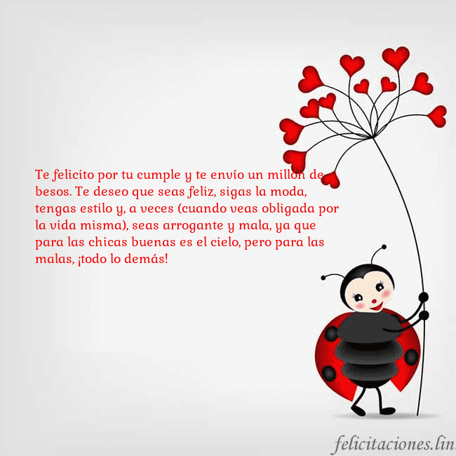Tarjeta con mariquita Te felicito por tu cumple y te envío un millón de  Tarjeta con mariquita